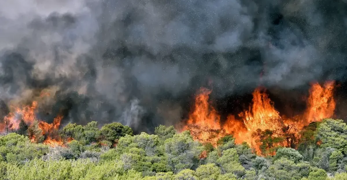 Prix de débroussaillage. Élagage et Abattage: Feu de forêt dans le sud de la France en été