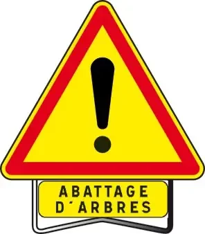 Débroussaillement, Élagage et Abattage:Panneau d'avertissement: Abattage d'arbres